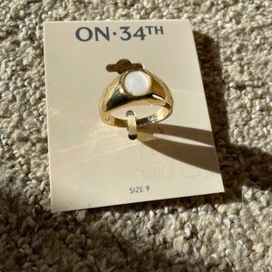 On 34th Gold/ White signet ring, size 9